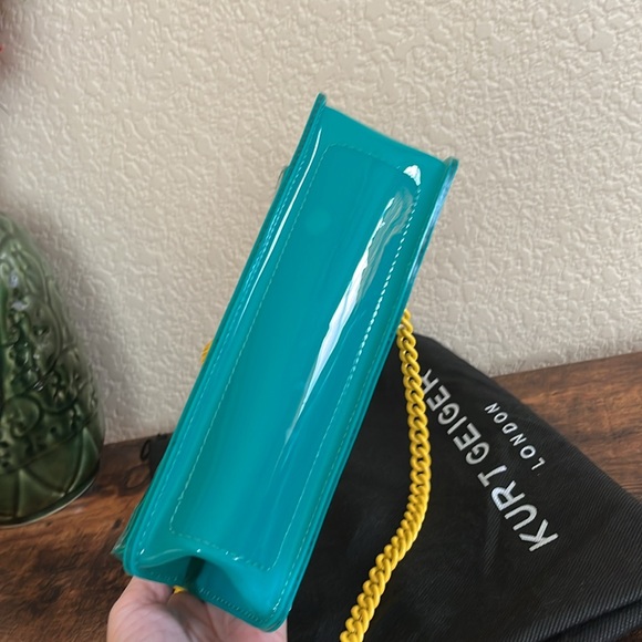 Kurt Geiger London Kensington Vinyl Shoulder Bag, teal transparent - Picture 9 of 13
